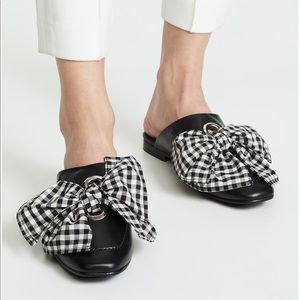 Freda Salvador Ono Gingham Tie Flat Mules - Size 39.5 / 9.5